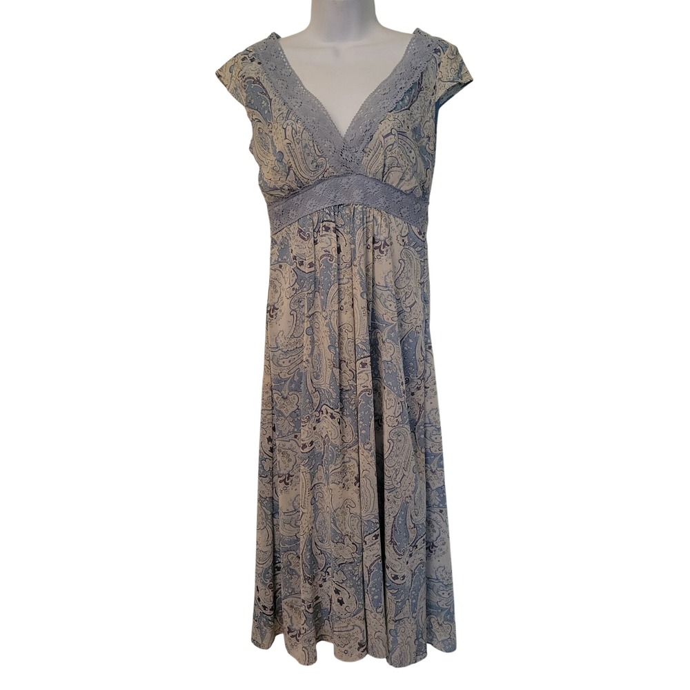 Dressbarn Paisley V Neck Lace Empire Dress 4 Fairie Coquette‎ Romance Whimsy